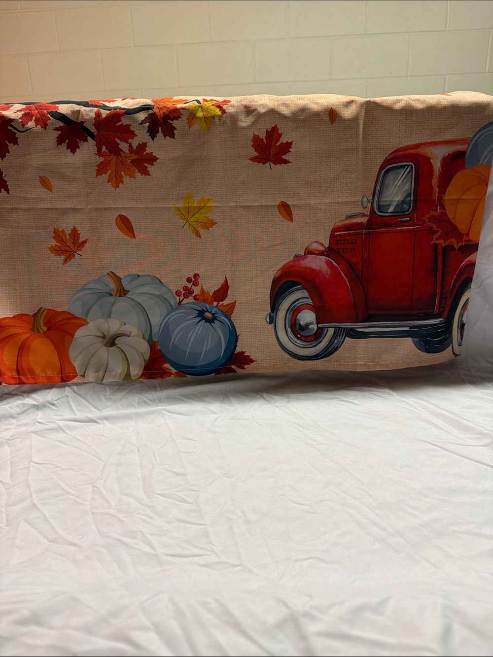 Fall window valance pumpkin with red truck 7 total valences
